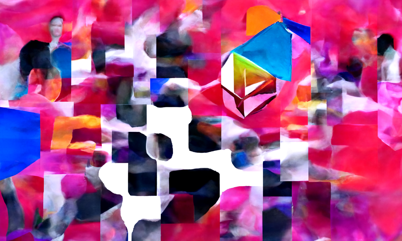 Designed by GPT-3: The artwork is a digital collage featuring a series of abstract images. Each image is composed of brightly colored geometric shapes that overlap and swirl around each other. The overall effect is one of movement and energy, reminiscent of the way that blockchain technology can connect people from all over the world.